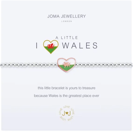 Joma Jewellery Silver A Little 'i Love Wales' Welsh Bracelet One Size