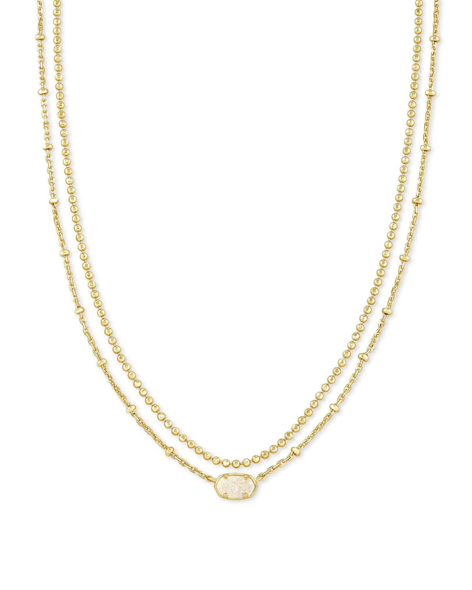 Kendra Scott Emilie Oval Multi Strand Necklace in Iridescent Drusy and Gold