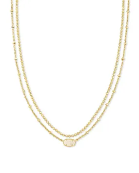 Kendra Scott Emilie Oval Multi Strand Necklace in Iridescent Drusy and Gold