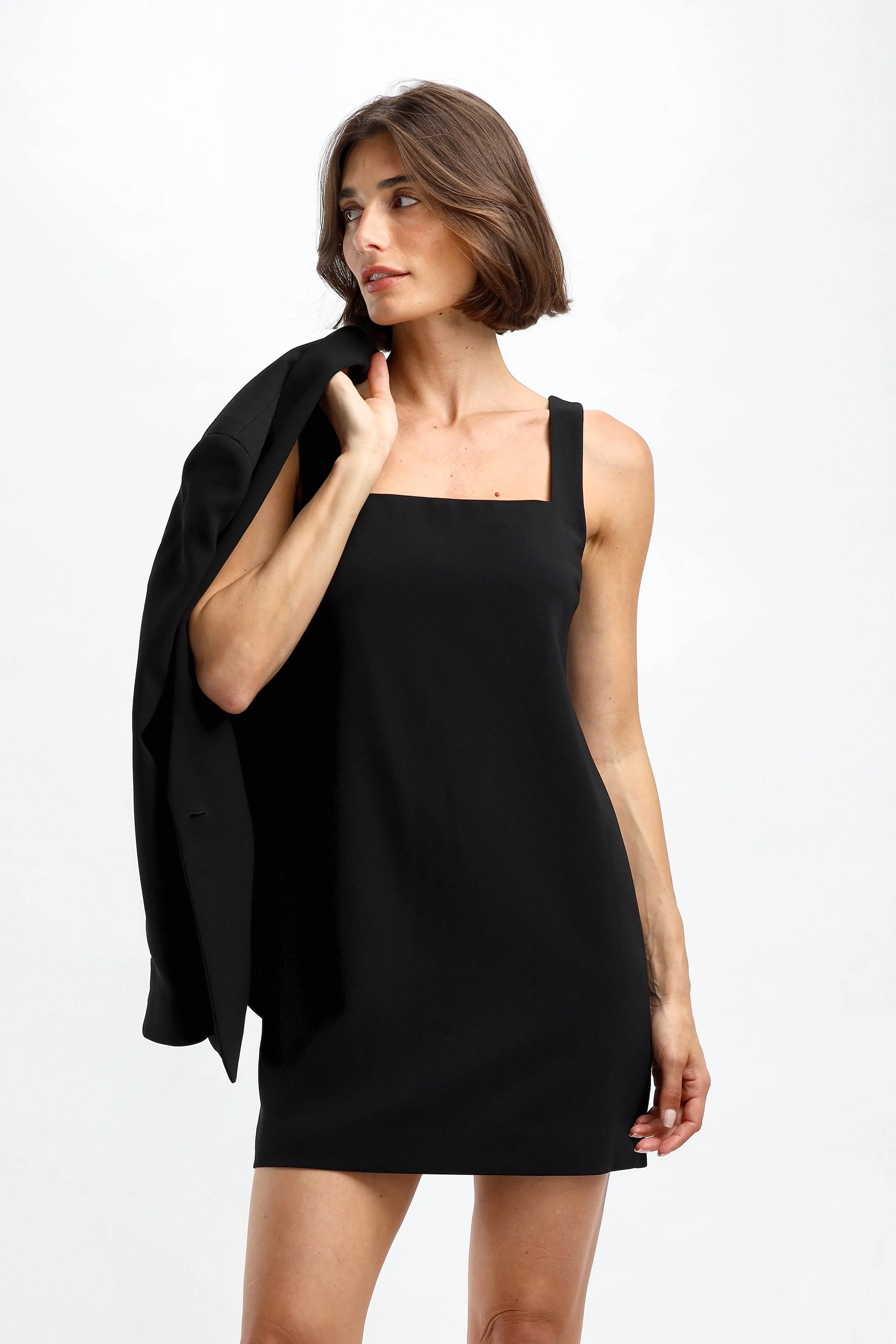 Kleid Square Neck in Schwarz