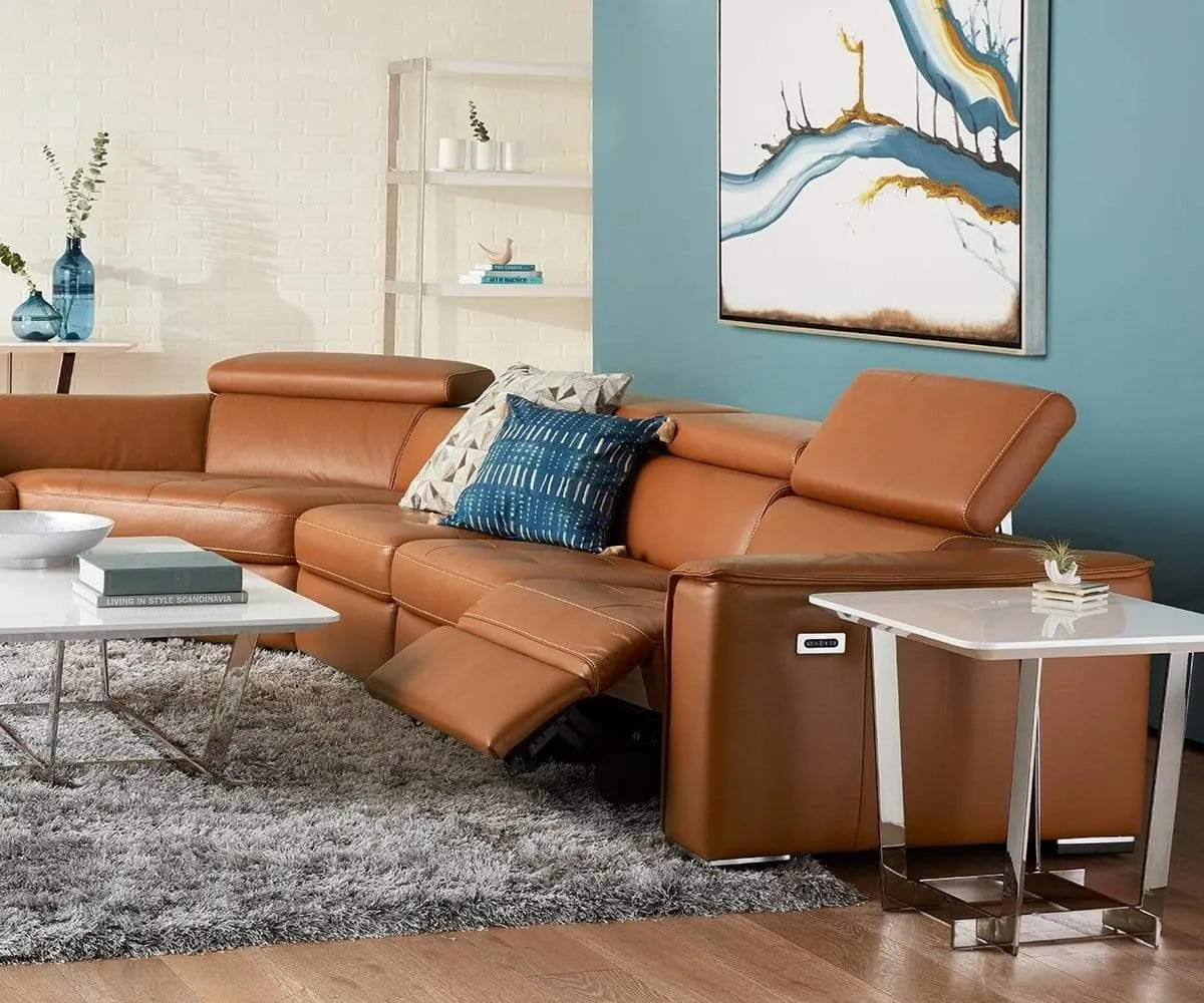 Kopervik Leather Power Reclining Sectional