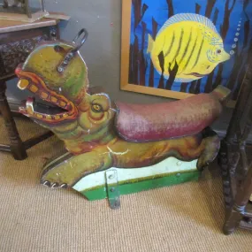 Large Heavy Metal Fairground Carousel Hippo With Original Paintwork Antique Victorian c1890