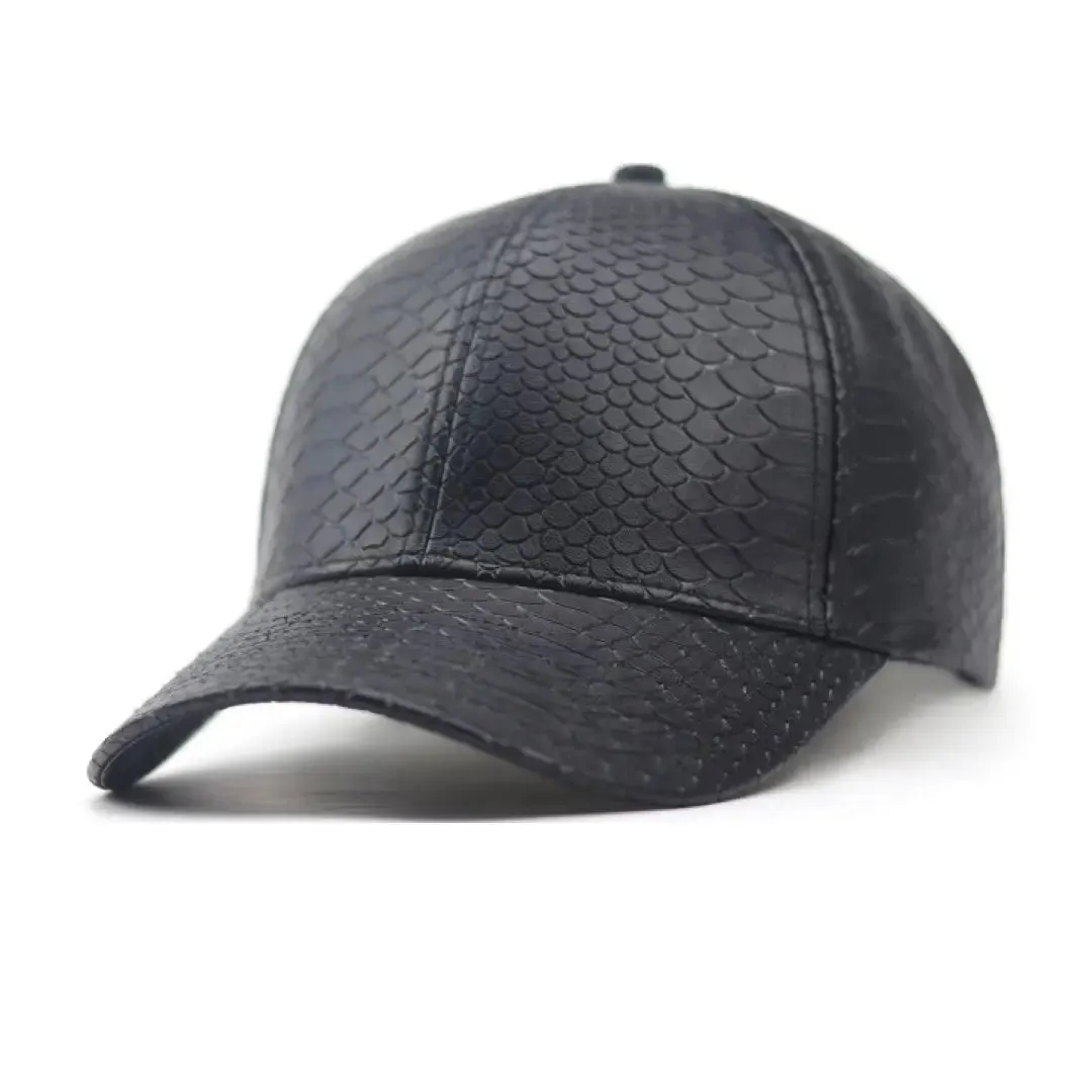 LEATHER CROC BASEBALL CAP BLACK