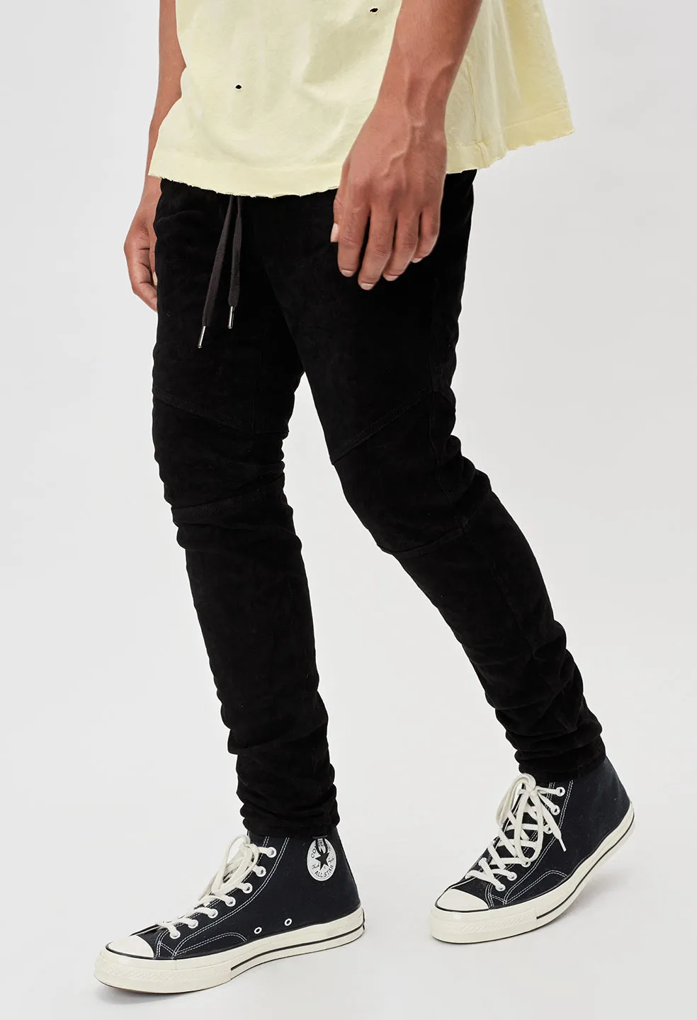 Leather Escobar Pants / Black Suede