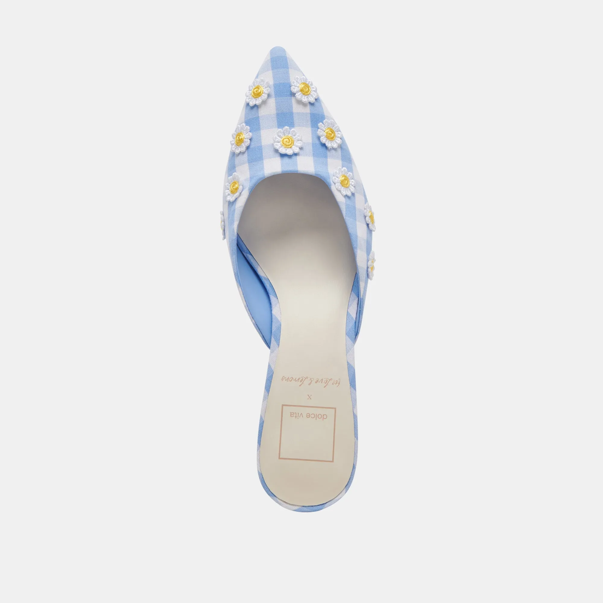 LILOU HEELS WHITE BLUE GINGHAM