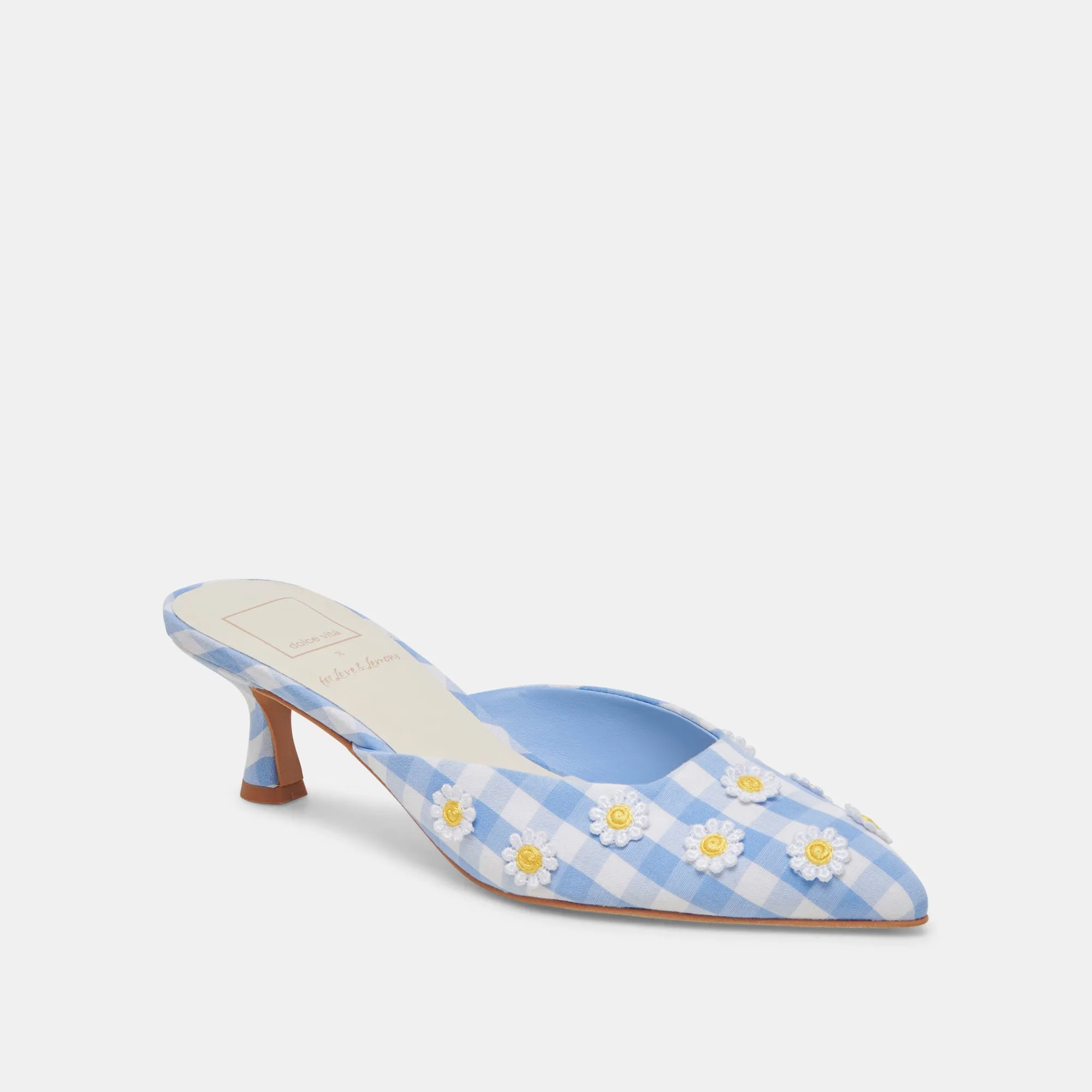 LILOU HEELS WHITE BLUE GINGHAM