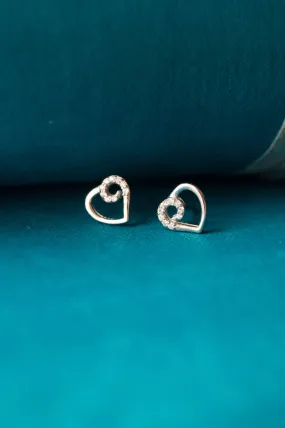 Love With A Twist Heart Sterling Silver Stud Earrings