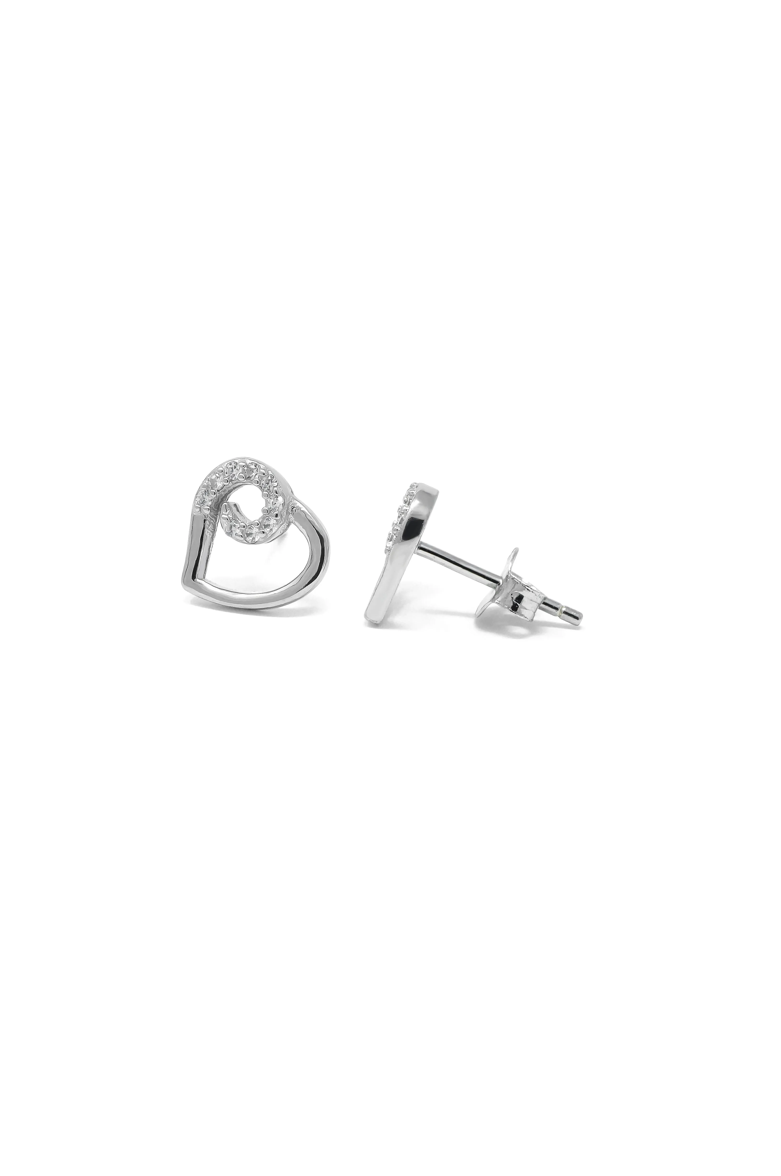 Love With A Twist Heart Sterling Silver Stud Earrings