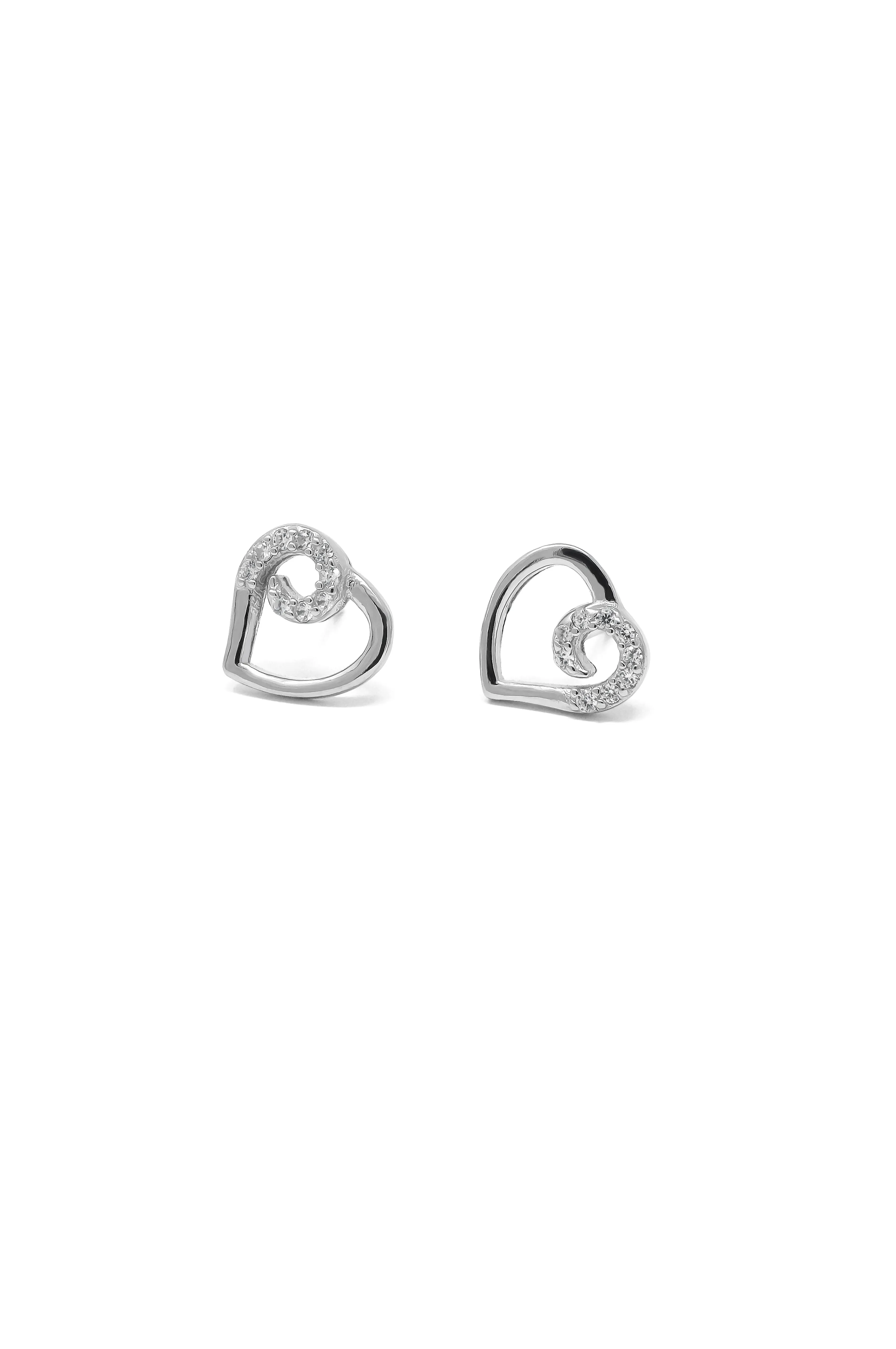 Love With A Twist Heart Sterling Silver Stud Earrings