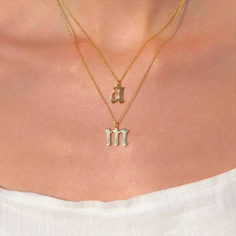 Lowercase Old English Letter Necklace