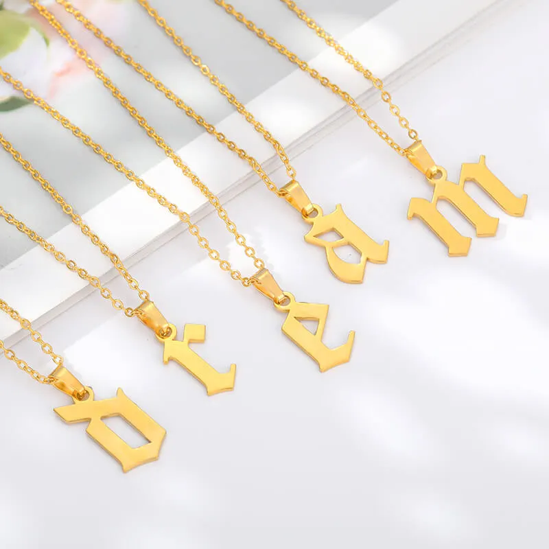 Lowercase Old English Letter Necklace