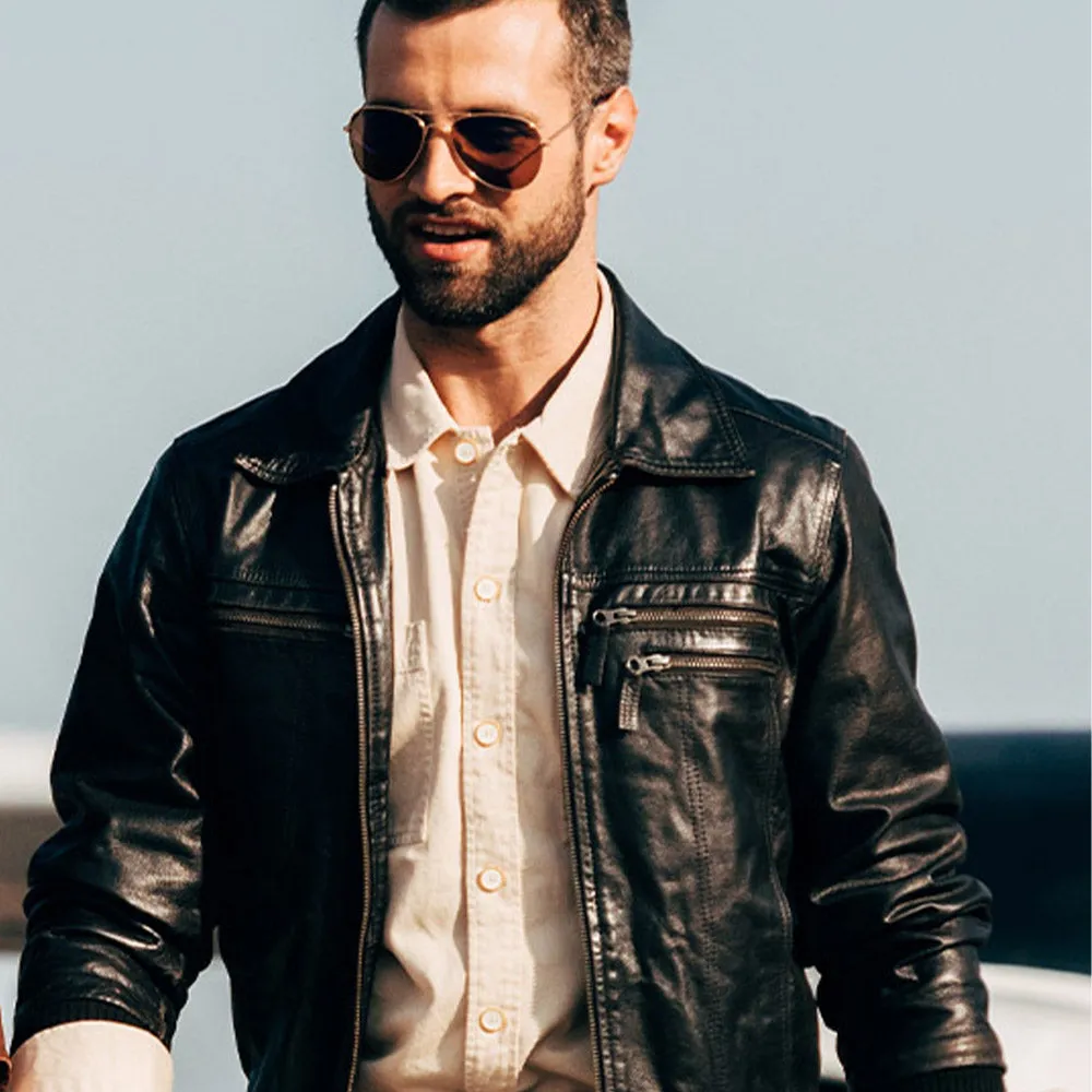 Men's Leather Bomber Jacket | KC Leather Signature Range - Mark