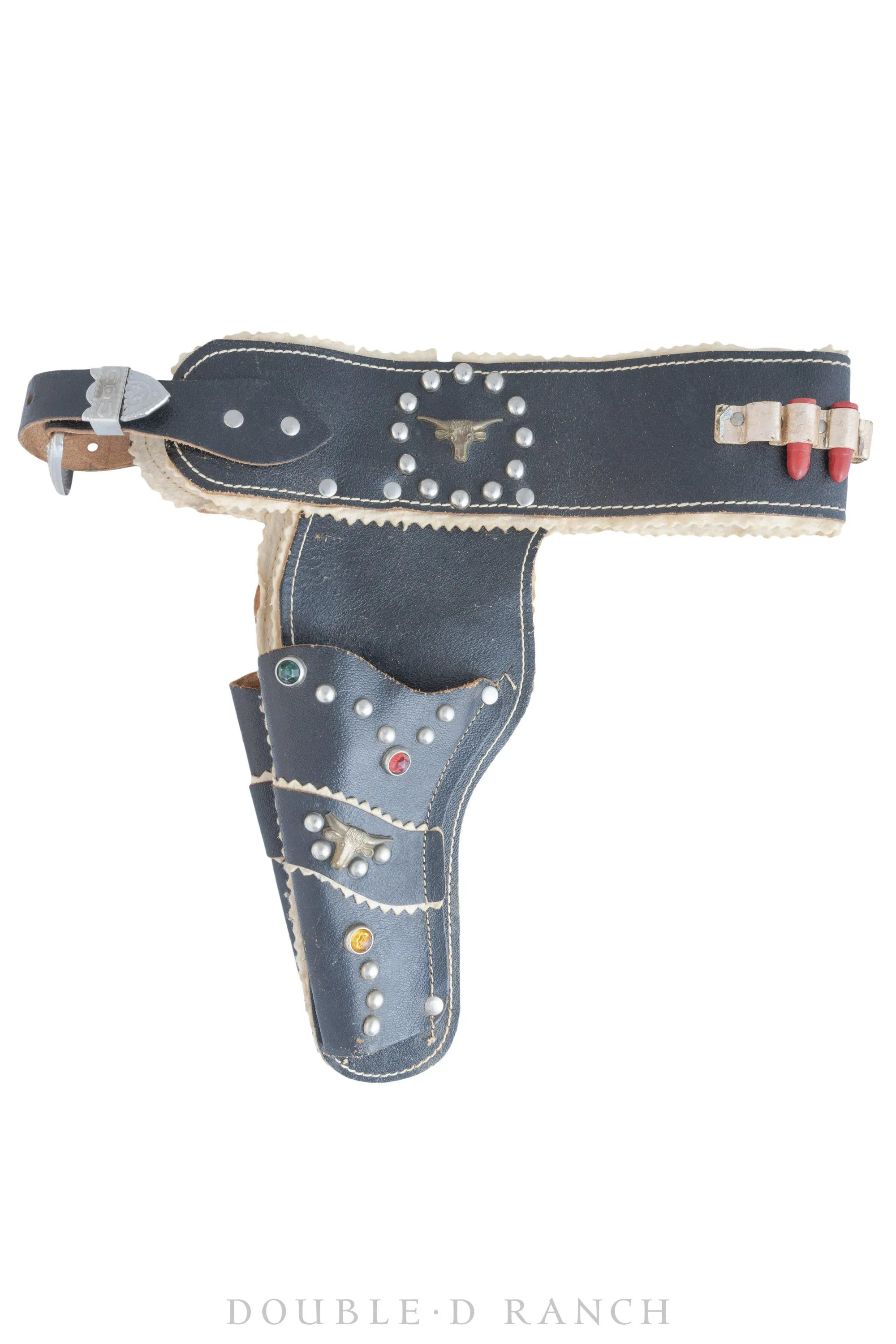 Miscellaneous, Prop, Hopalong Cassidy Toy Holster with Pistols, Leather Vintage ‘50s, 660