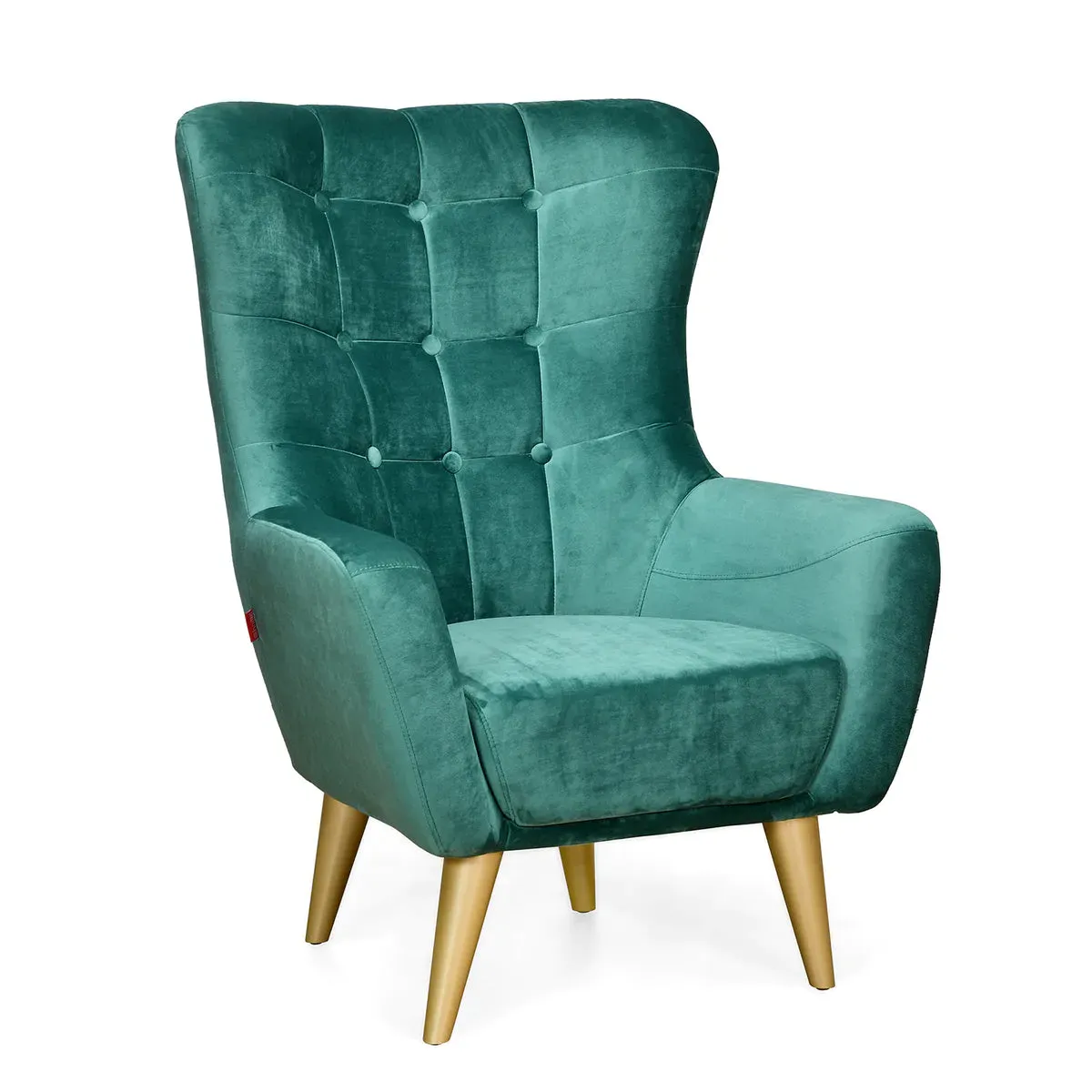 Nano Button-Tufted Wingback Chair In Green