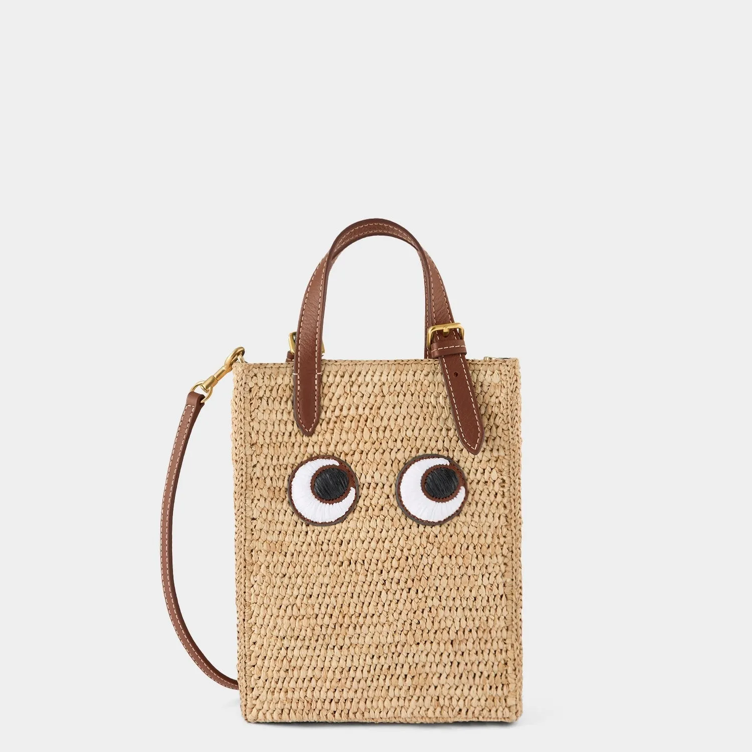 N/S Raffia Eyes Mini Cross-body Tote