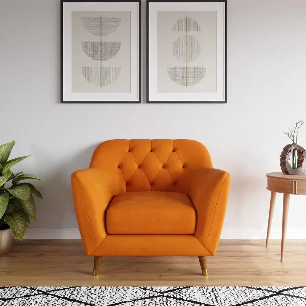 Nuke Couch Accent Chair in Orange Color