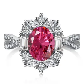 Oval Cut Ruby 925 Sterling Silver Ring