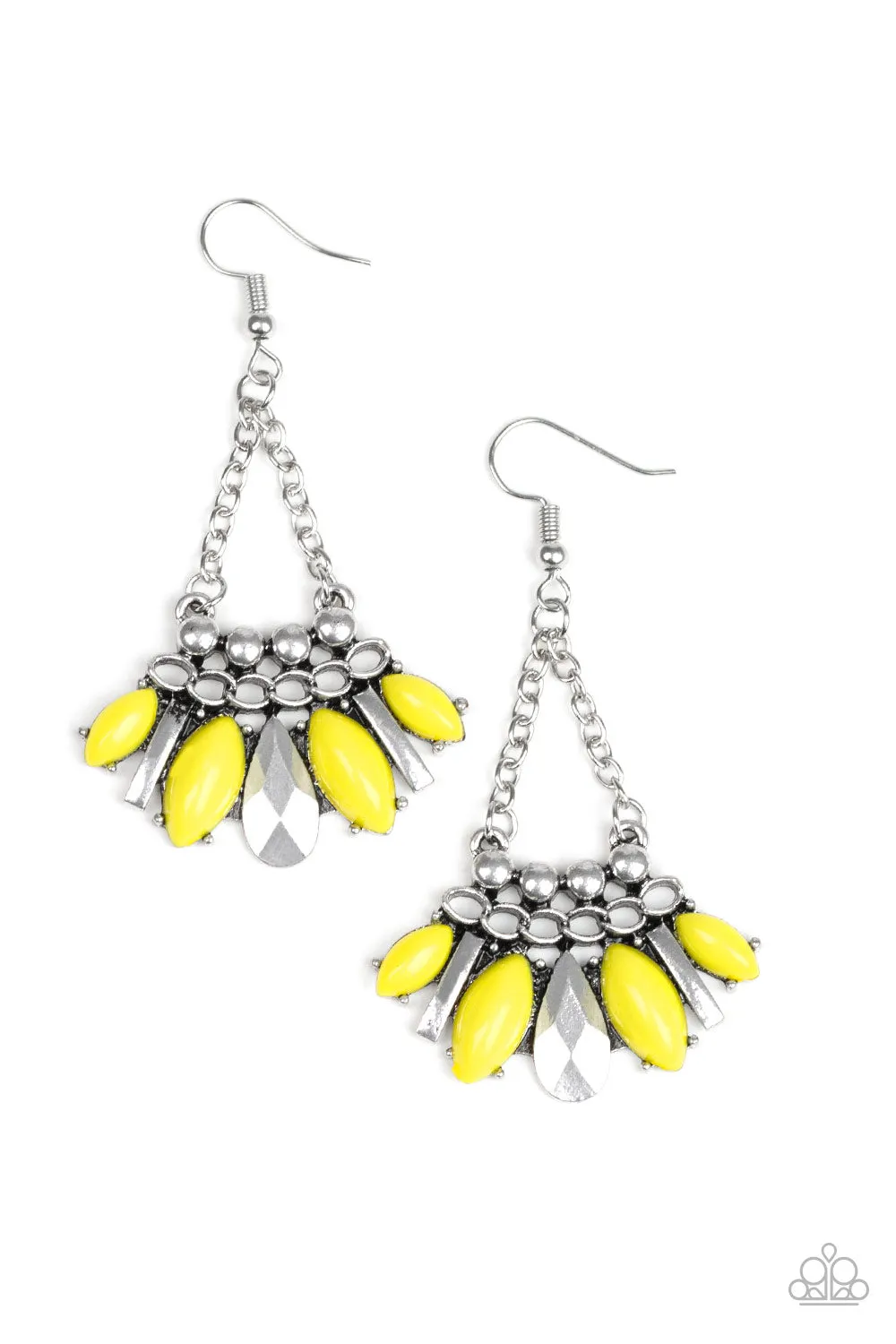 Paparazzi Accessories - Terra Tribe #E165/Peg/D9 - Yellow Earrings