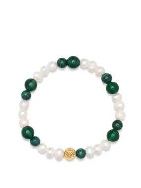 Pearl Wristband with Green Aventurine and Malachite