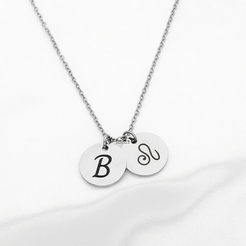 Personalised Round Disc Necklace - Initials | Symbols | Zodiac | Birth Flowers