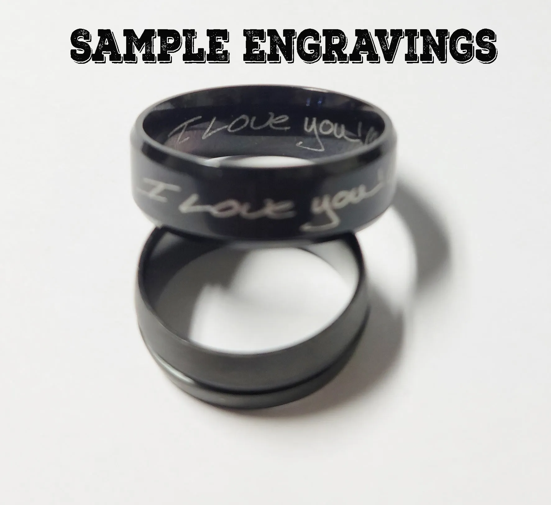 Personalized Men's Tungsten Abalone Promise Ring - Engraved Handwriting Ring