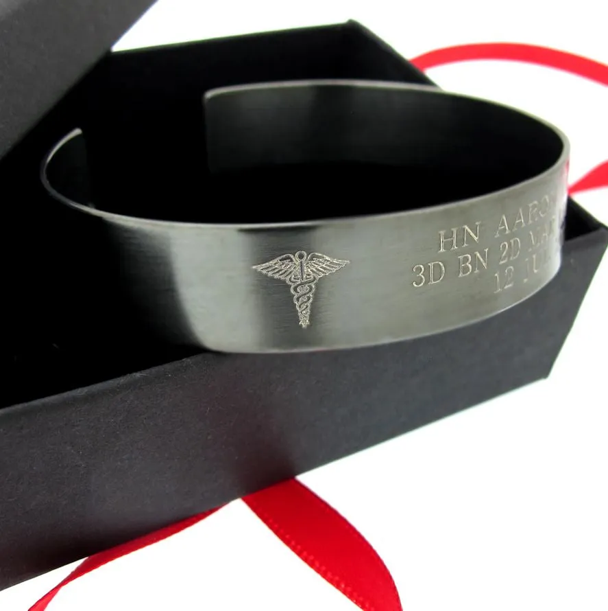 Personalized Military Bracelet - US Army gifts - Custom Durable Wide Cuff 1/2 inch, Military Army Memorial Bracelet