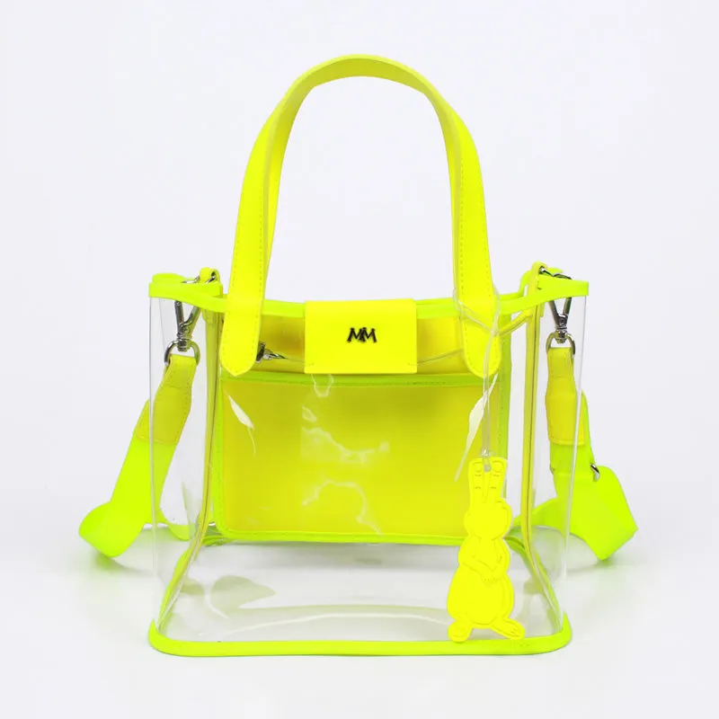 pino summer neon green clear shoulder bag