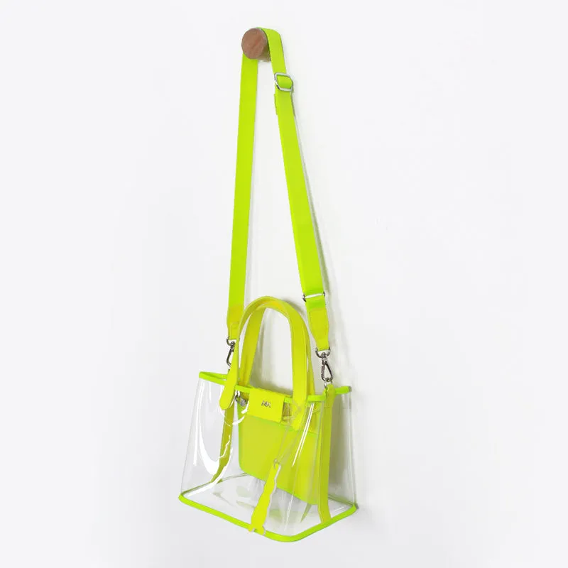 pino summer neon green clear shoulder bag