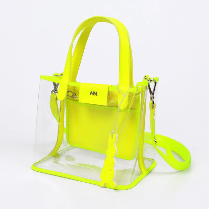 pino summer neon green clear shoulder bag