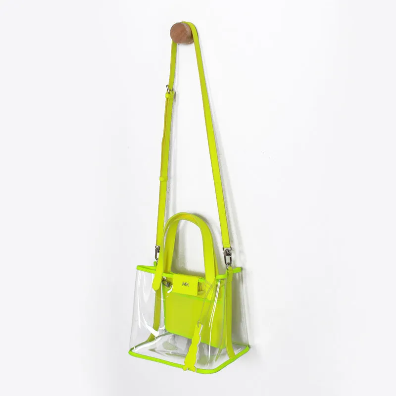 pino summer neon green clear shoulder bag