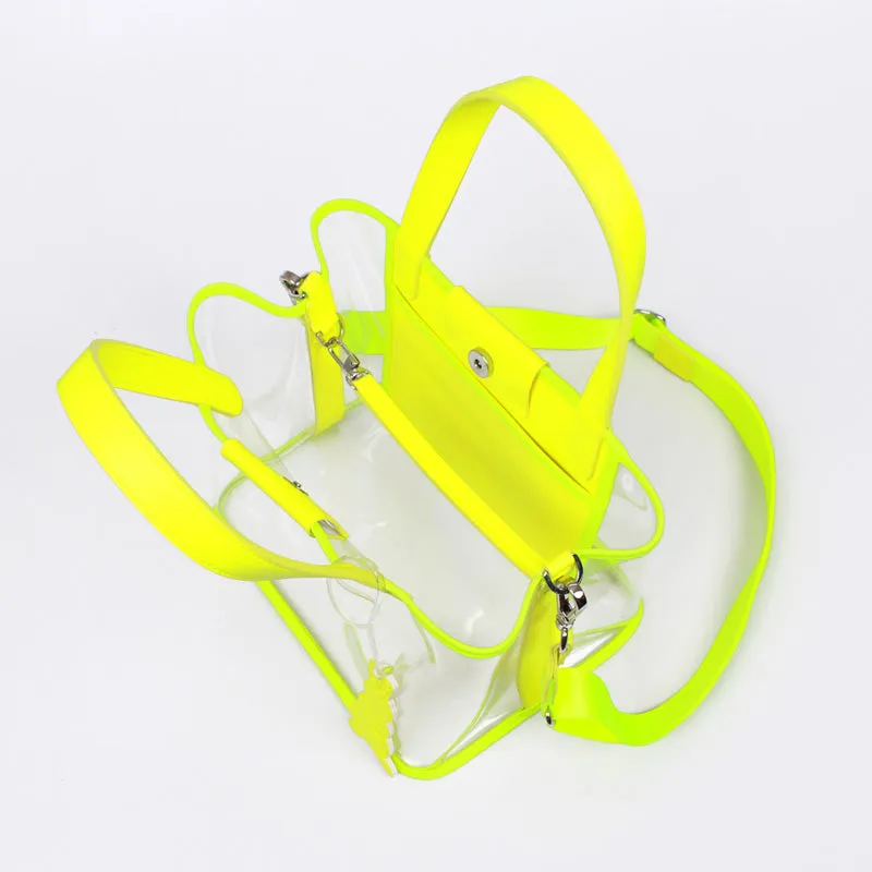 pino summer neon green clear shoulder bag