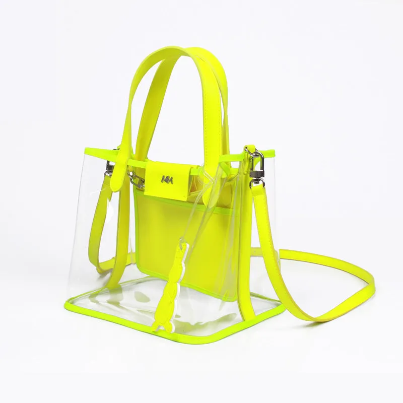 pino summer neon green clear shoulder bag