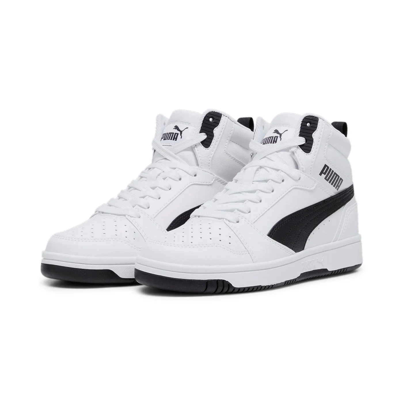 Puma Rebound v6 Mid girl's high sneaker shoe 393831 02 white-black