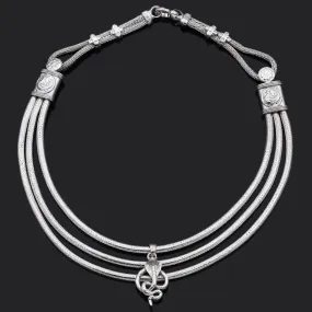 RA Rathod Arts Vintage Sterling Silver Cobra Multi-Chain Collar Necklace