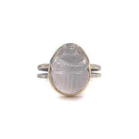 Rainbow Moonstone Scarab Ring