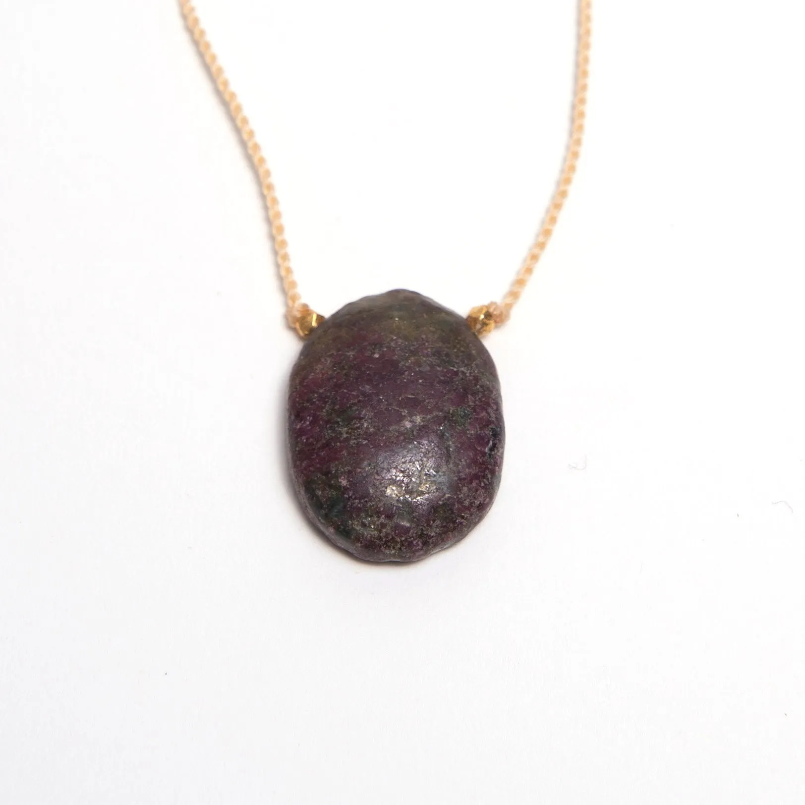 Ruby Fuchsite Worry Stone Necklace (CS)