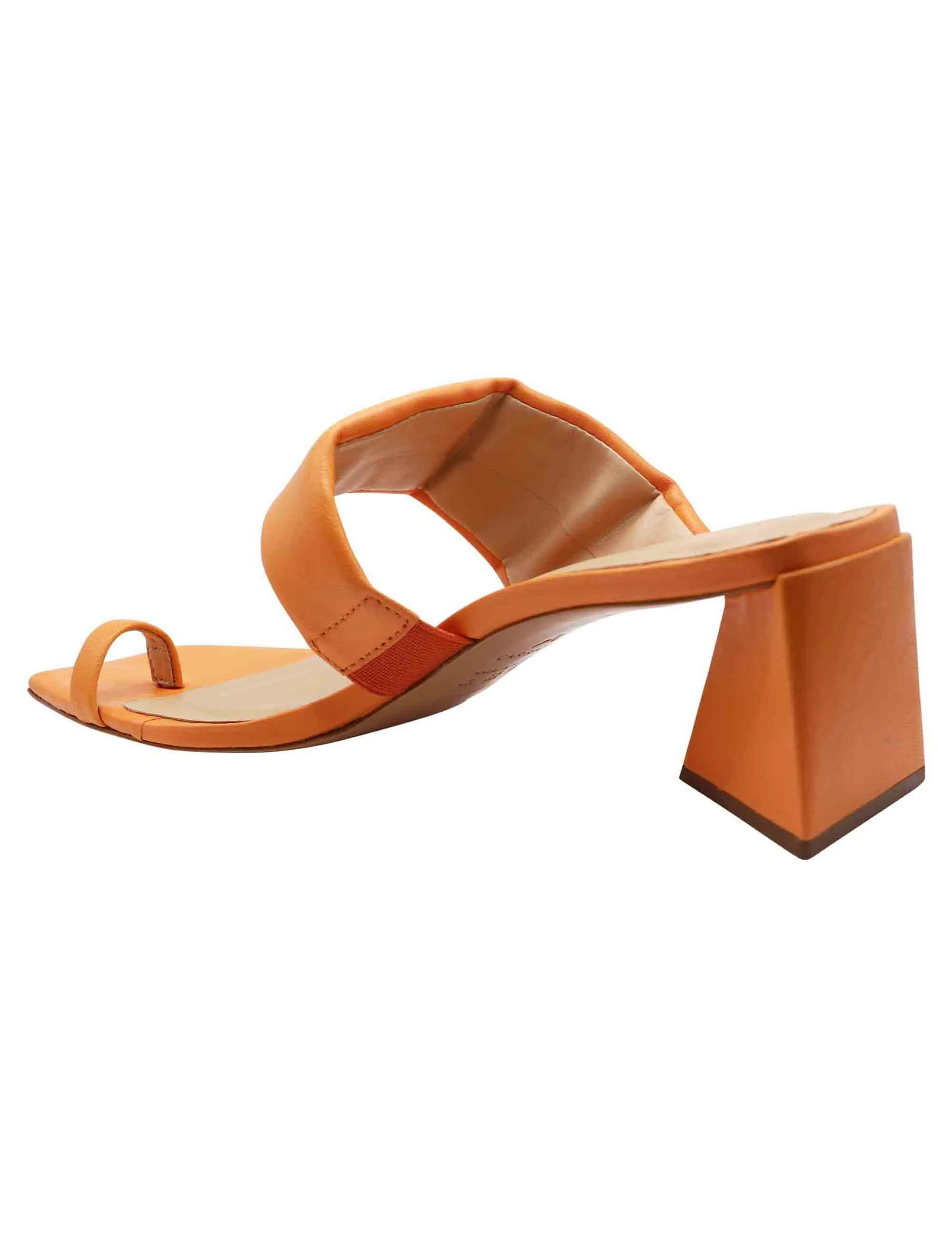 Sandali infradito donna in pelle arancio con fascia e punta quadra