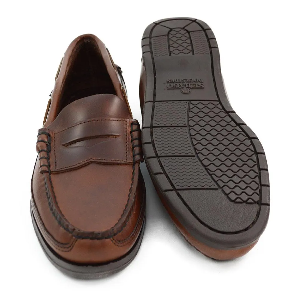 Sebago Sloop Brown Oiled Waxy Slip On Shoes