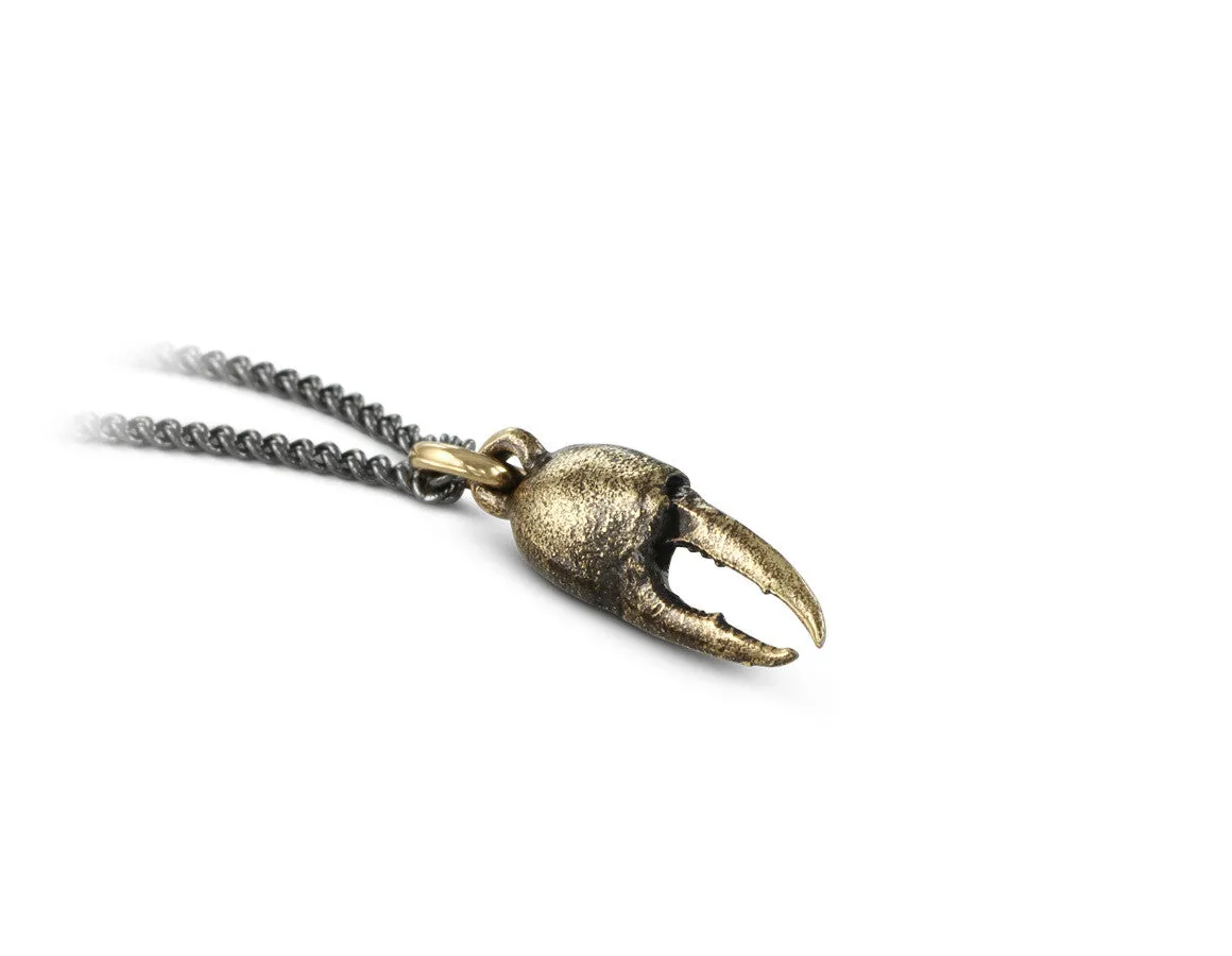 Small Crab Claw Necklace - Bronze