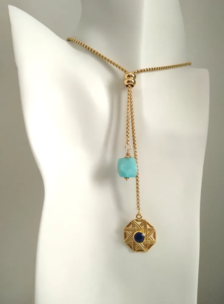 Solihiya with an Amazonite Nugget Slider Necklace