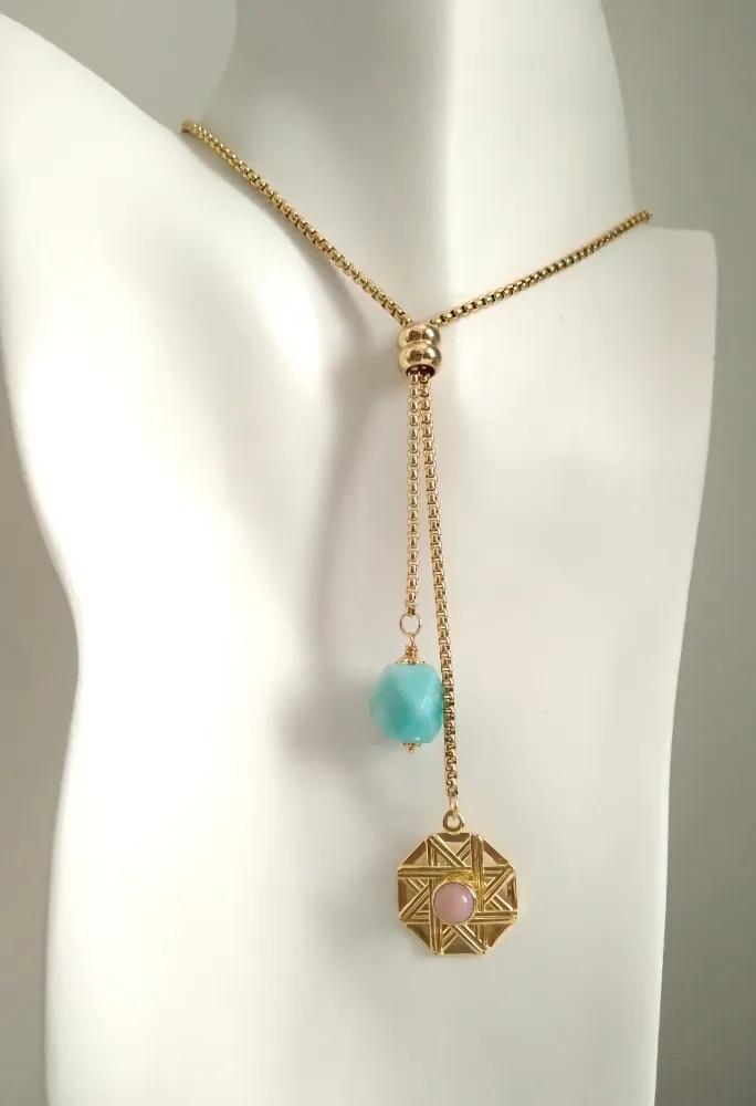 Solihiya with an Amazonite Nugget Slider Necklace