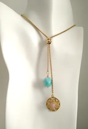 Solihiya with an Amazonite Nugget Slider Necklace