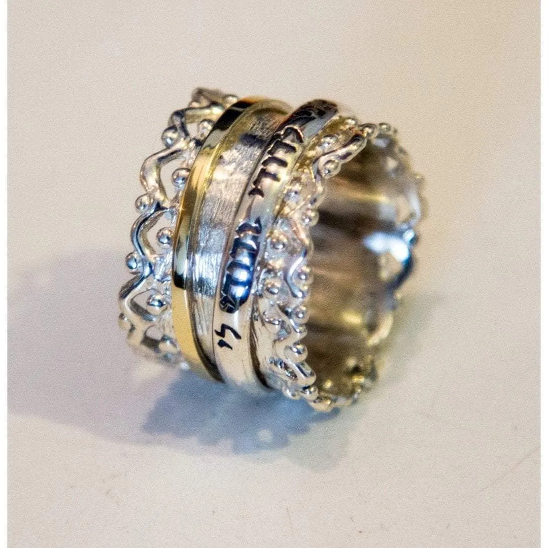 Spinner Ring for woman, Priestly Blessing / Beloved Sterling Silver Gold