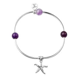 Starfish | Soft Bangle Charm Bracelet | Amethyst