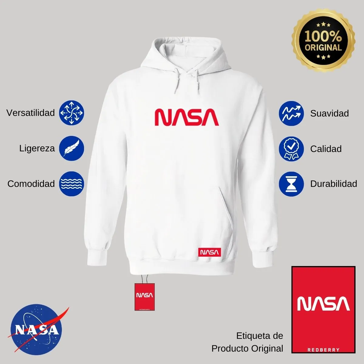 Sudadera para Mujer Hoodie Nasa Worm Red