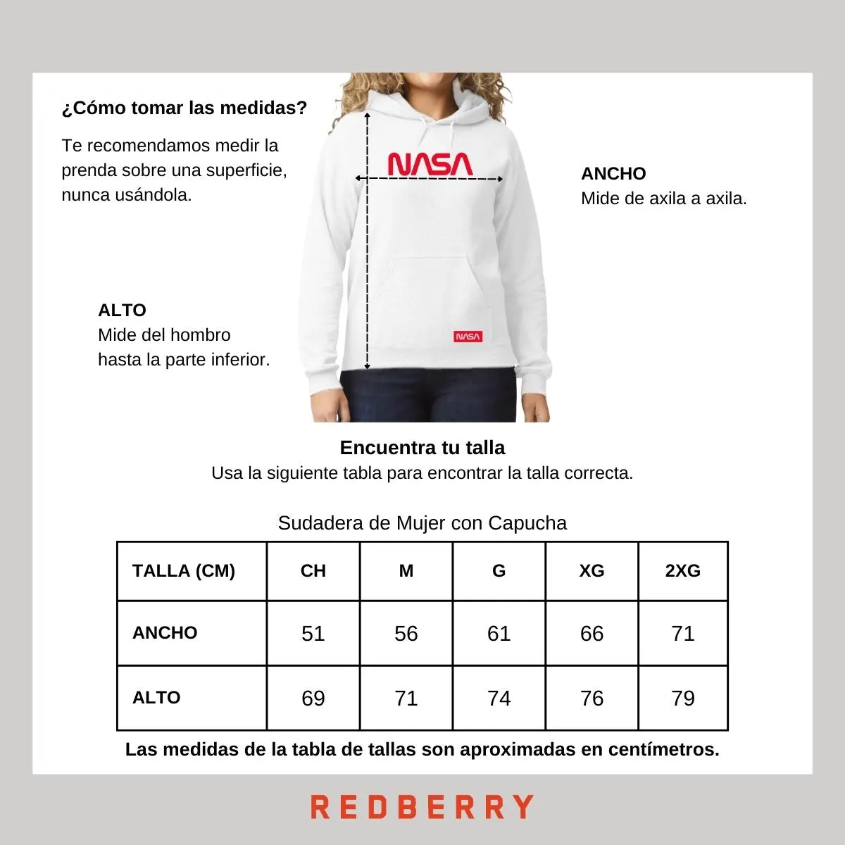 Sudadera para Mujer Hoodie Nasa Worm Red