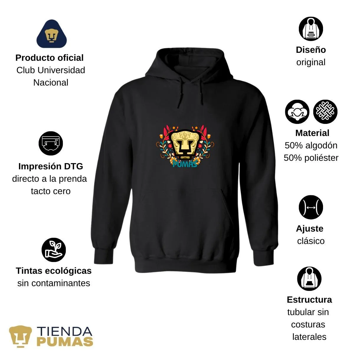 Sudadera para Mujer Hoodie Pumas UNAM Día de Muertos