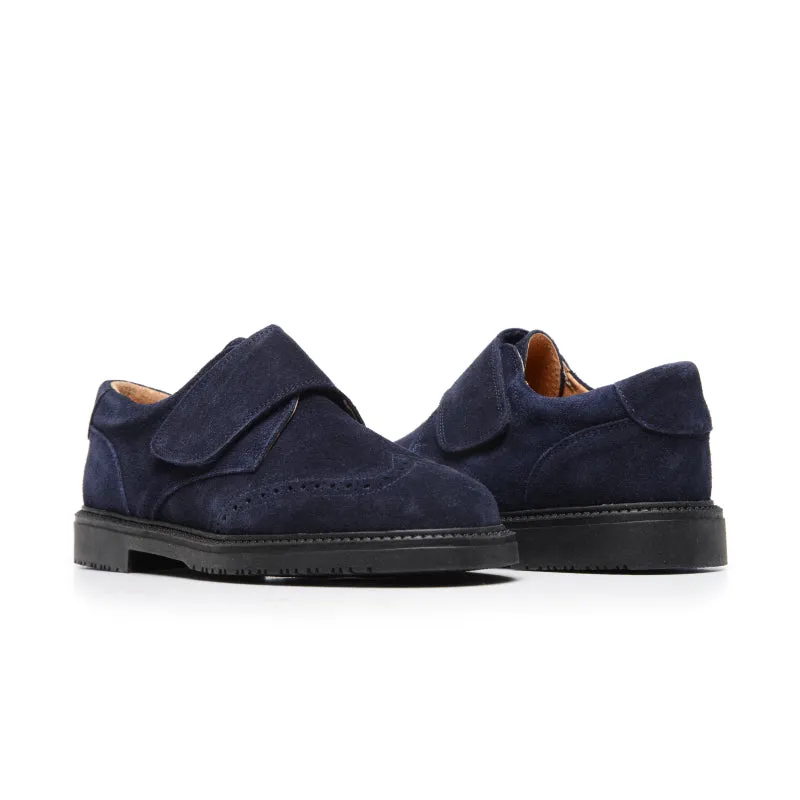 Suede Brogue Loafers in Navy