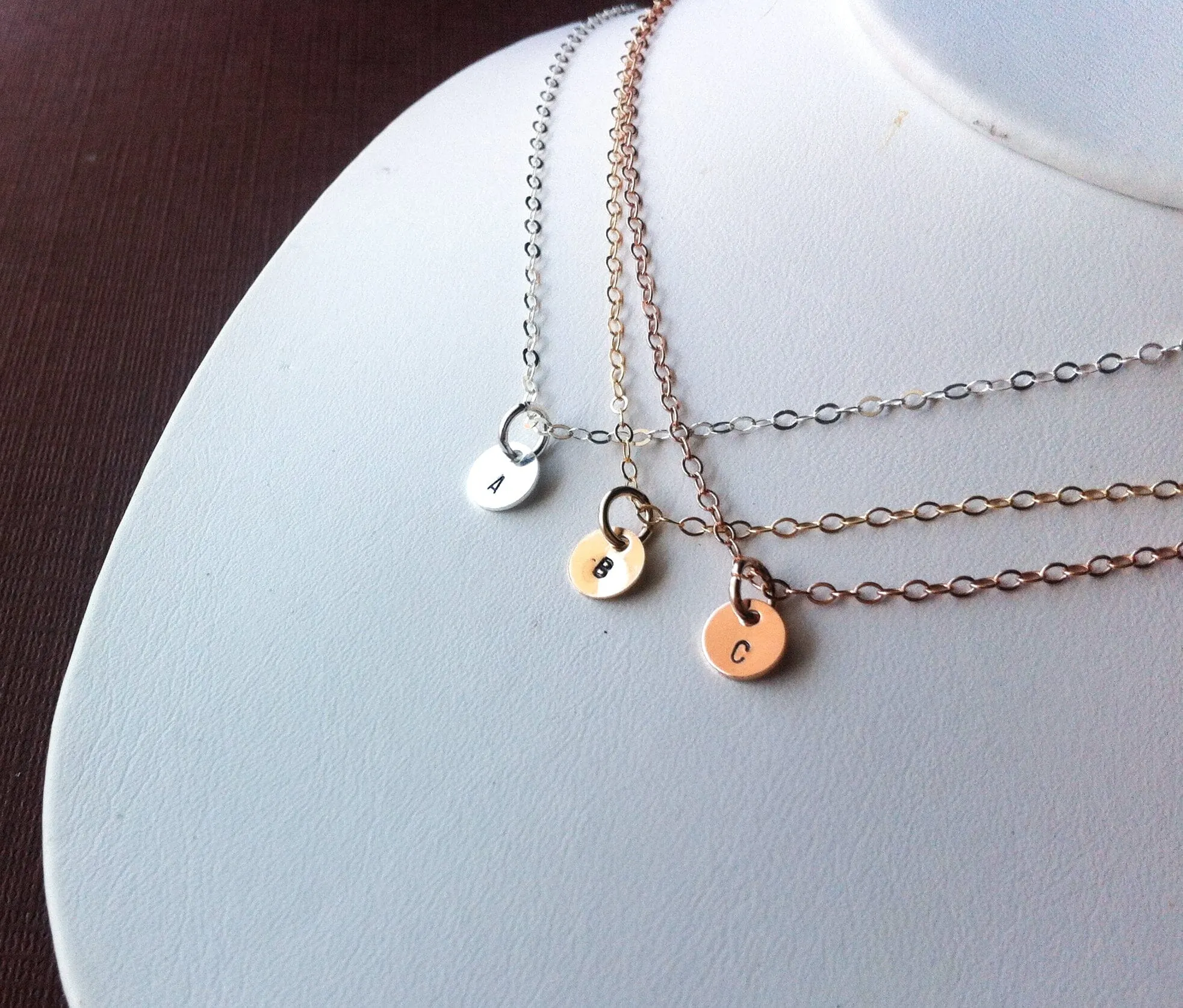 Tiny Initial Coin Necklace