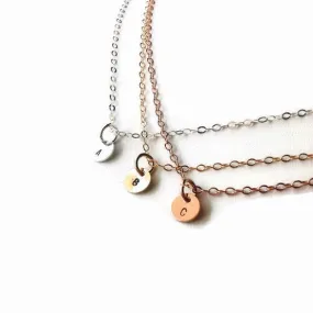 Tiny Initial Coin Necklace